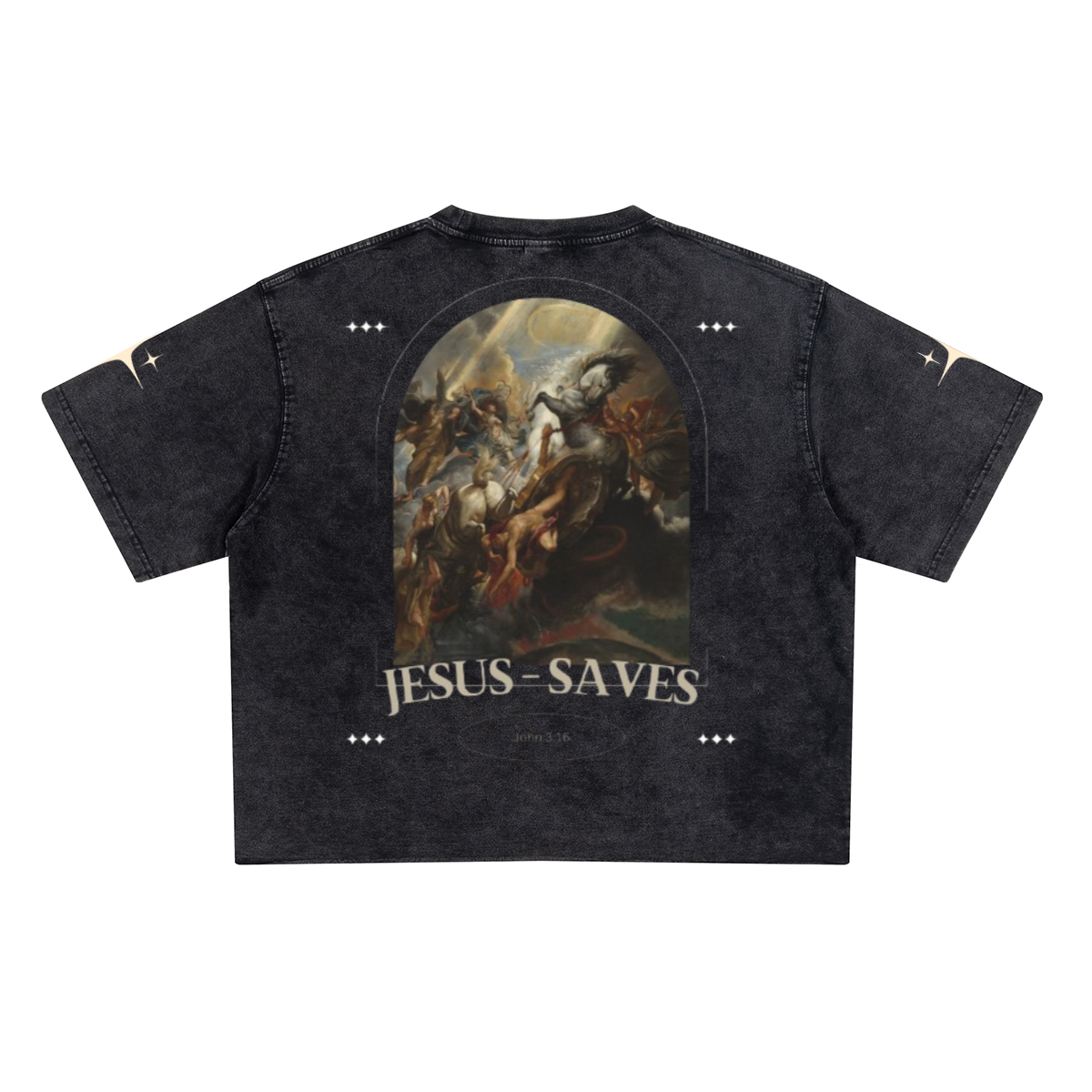 Unisex Cropped Acid Washed T-shirt "Living With God"