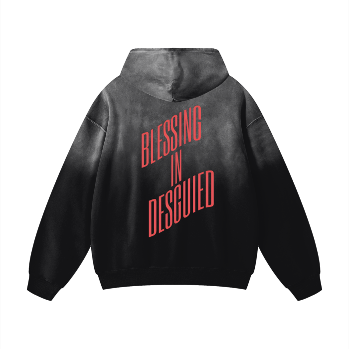 Unisex Perfect Fit Handcrafted Wash Drop Shoulder Oversized Hoodie "Blessing In Disguised"