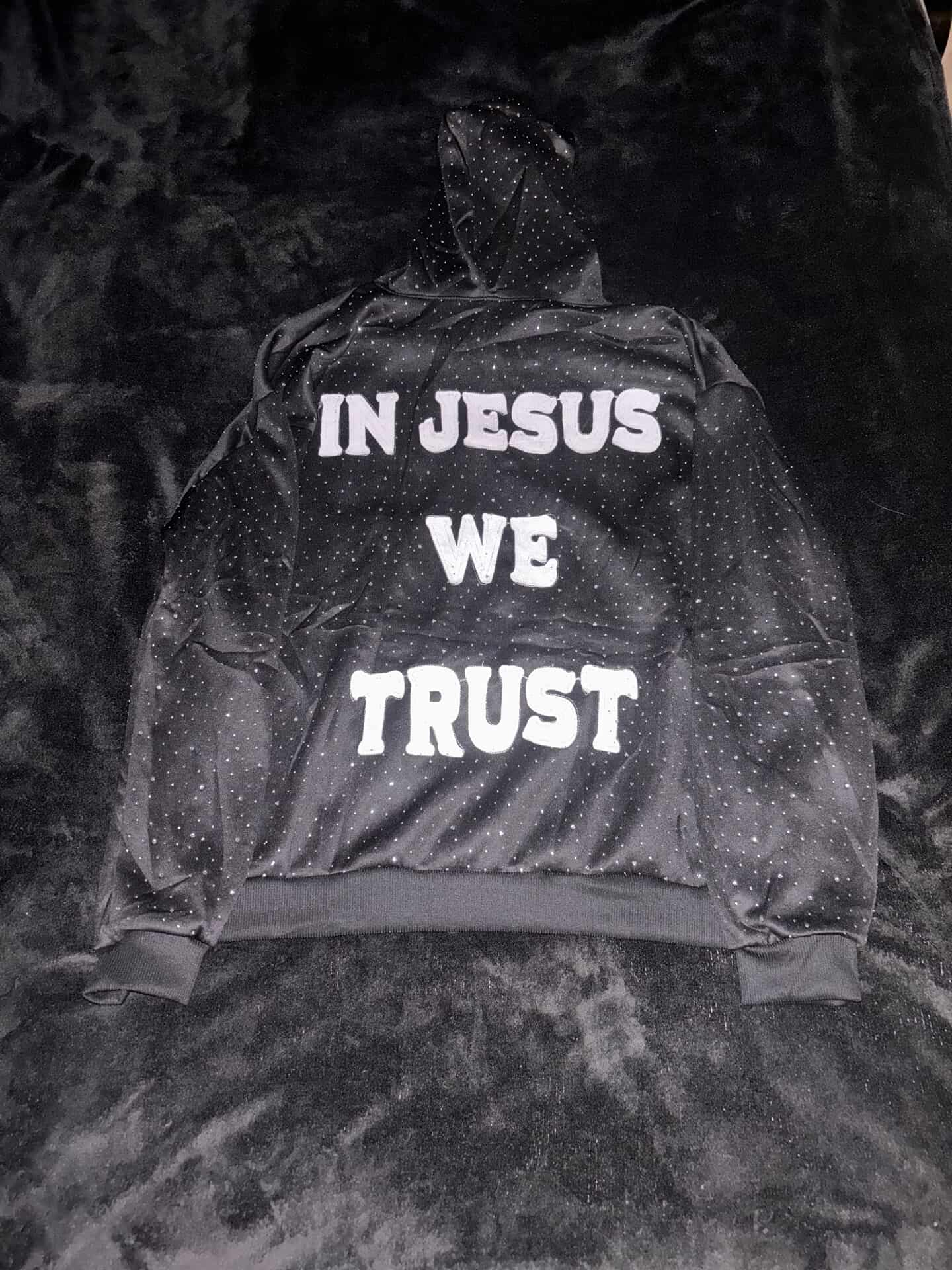 "In Jesus We Trust" Zip Hoodie Full Rhinestone