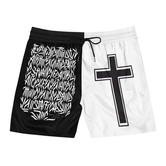 Men's Mid-Length Christian Shorts "Black & White"