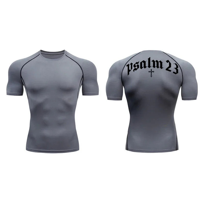 Psalm 23 Cross Print Men's Compression Shirt