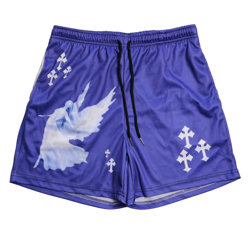 Christian Angel Cross Print Gym Shorts for Men
