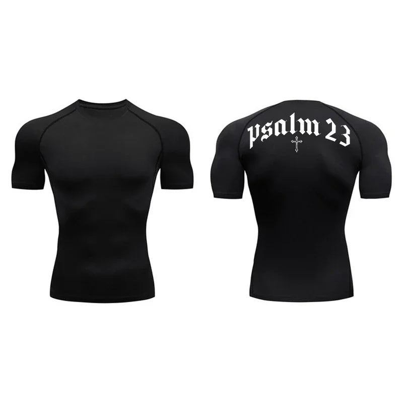 Psalm 23 Cross Print Men's Compression Shirt
