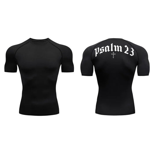 Psalm 23 Cross Print Men's Compression Shirt