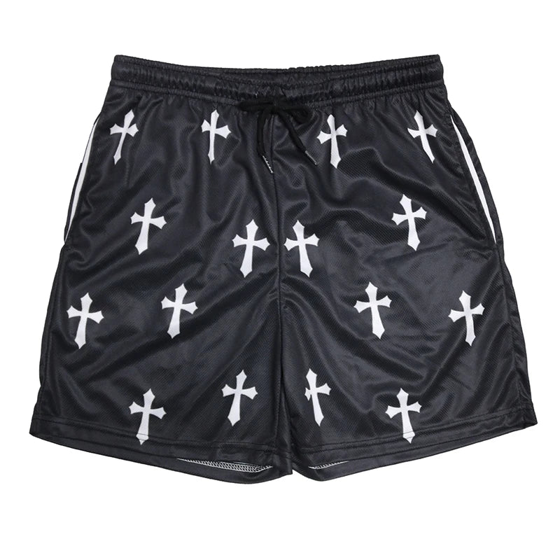 Christian Angel Cross Print Gym Shorts for Men