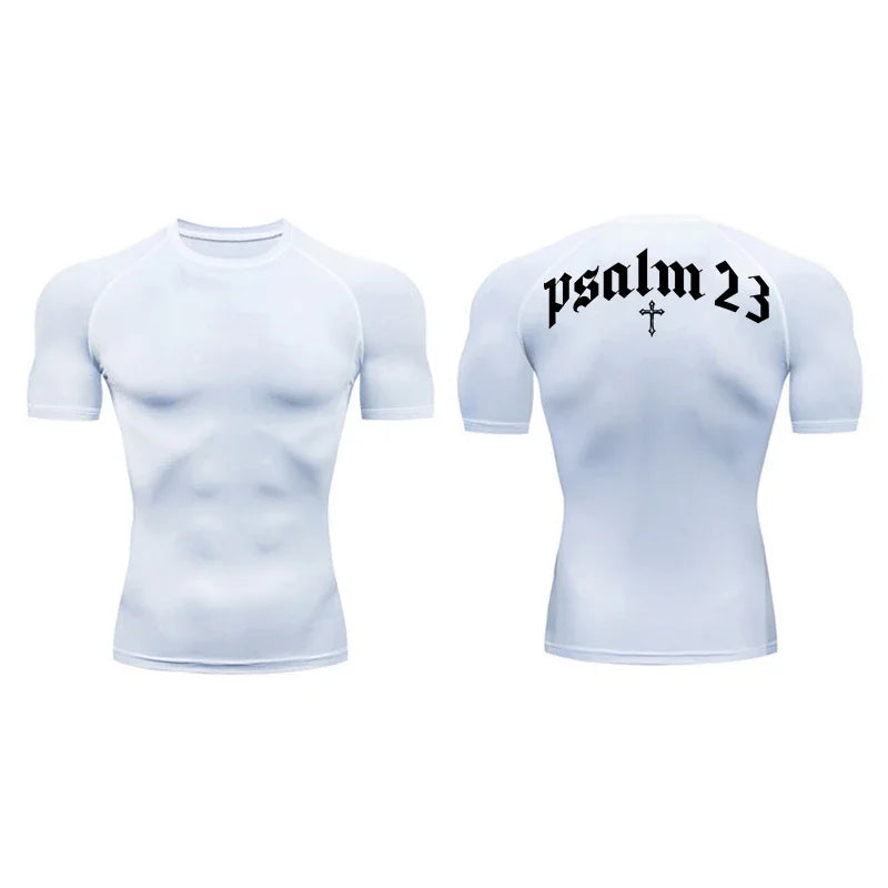 Psalm 23 Cross Print Men's Compression Shirt