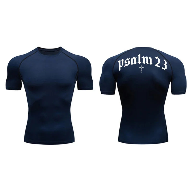 Psalm 23 Cross Print Men's Compression Shirt